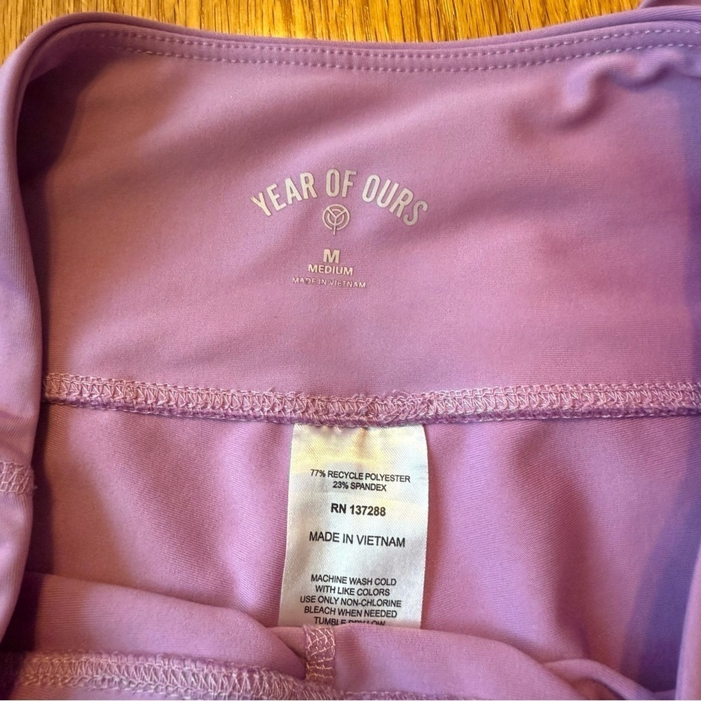 YEAR OF OURS Robin Tulip Purple Activewear Set Sports Bra & Leggings Sz Medium - Picture 11 of 13